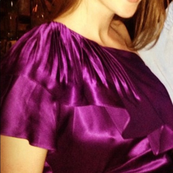 BCBGMaxAzria Orchid One Shoulder Pleated Top (US-Small), like new - Picture 6 of 6